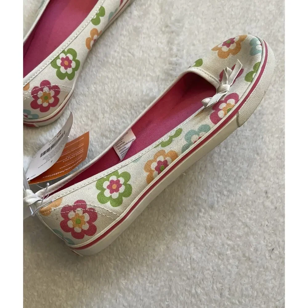 GYMBOREE Slip-on Sneakers Girl's Size 2 Youth Shoes Pink White Floral Summer NEW